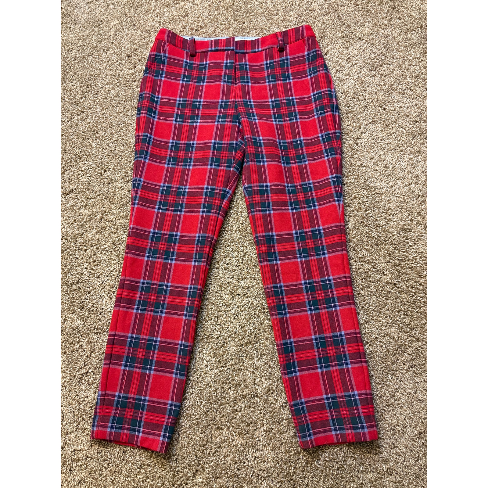 Vineyard Vines On The Go Red Holiday Plaid Pants Womens Size 8 Medium